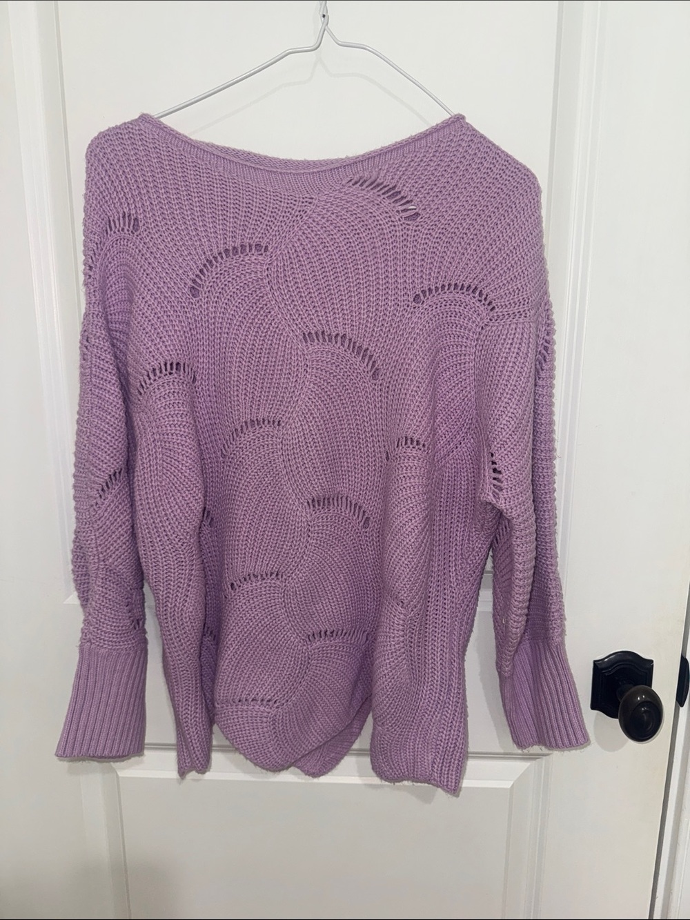 Lilac Open-Knit Relaxed Sweater